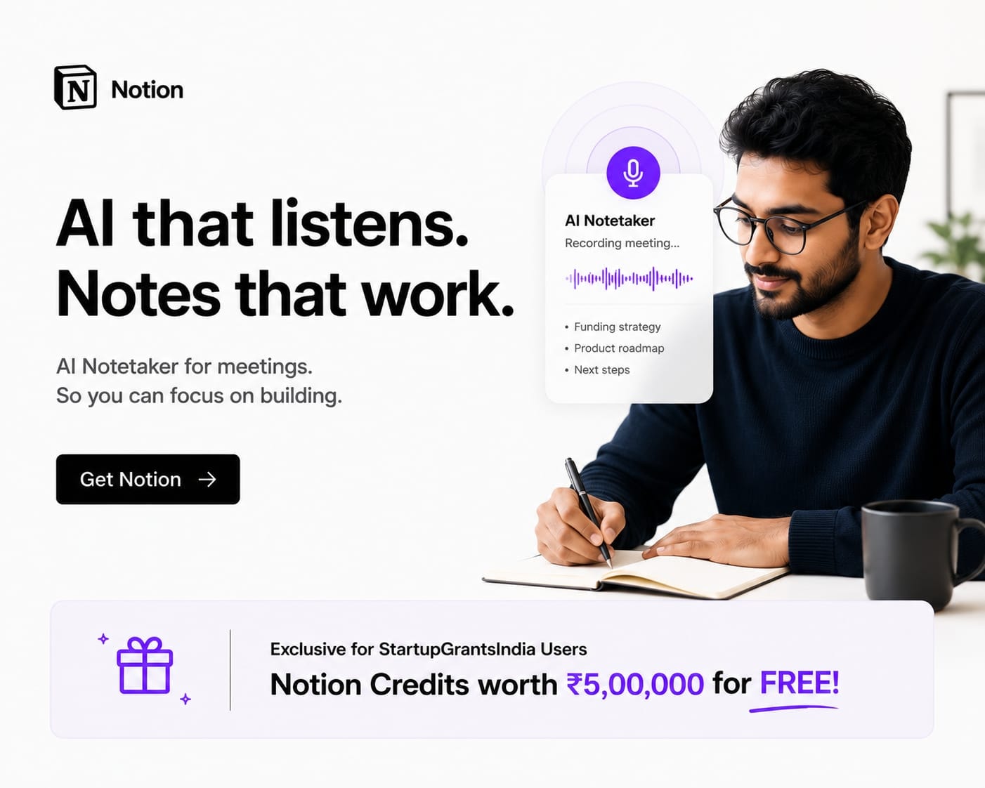Notion AI Notetaker — AI that listens, notes that work, so you can focus on building